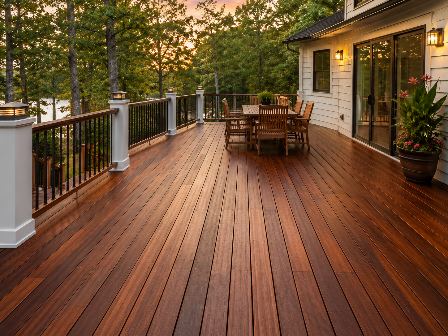 Restored wood deck after professional staining